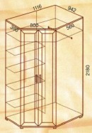 Шкаф угловой двухдверный 145