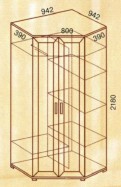 Шкаф угловой двухдверный 146